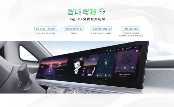 Wuling Air ev spek Tiongkok dapat layar head unit yang memiliki sistem operasi Ling OS.