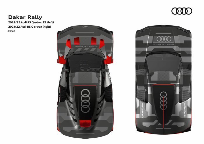 Perbedaan Audi RS Q e-tron E2 (2023 dengan Audi RS Q e-tron (2022)