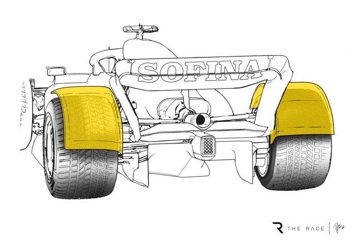 Sepatbor belakang mobil F1, alias wet weather wheel arches, akan diterapkan di musim 2023