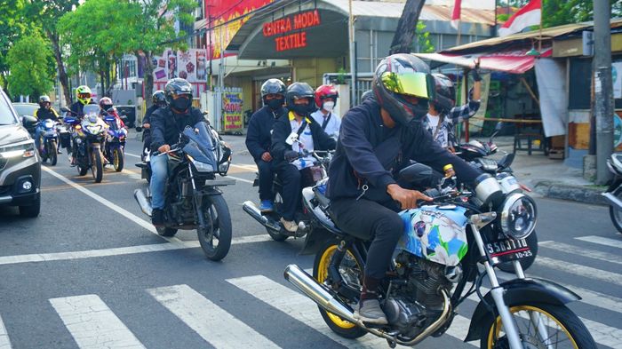 Beberapa biker yang ikut riding dalam acara 'Wakamonotachi', Minggu (18/12/2022).