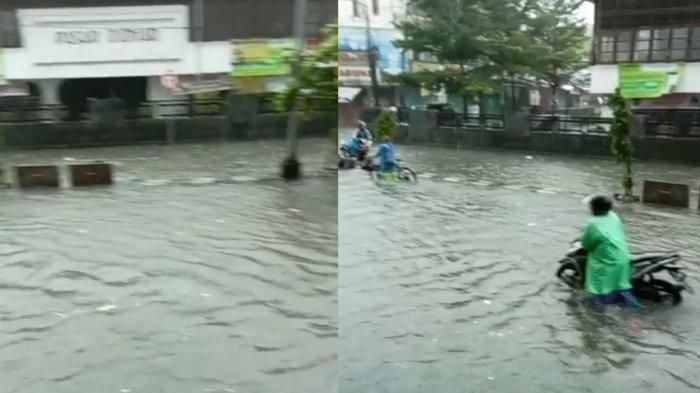 Kawasan Pasar Johar Semarang banjir, Sabtu 31 Desember 2022 