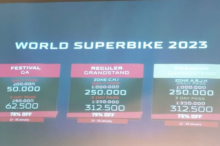 Harga tiket World Superbike Mandalika 2023