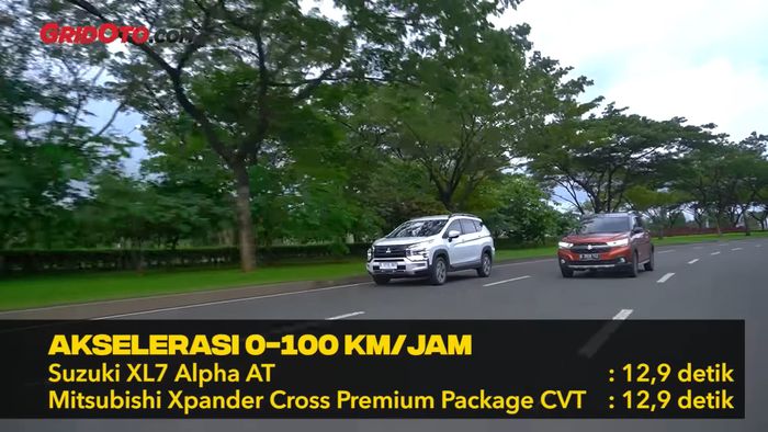 Akselerasi 0-100 km/jam Xpander Cross dan XL7 sama sama 12,9 detik.