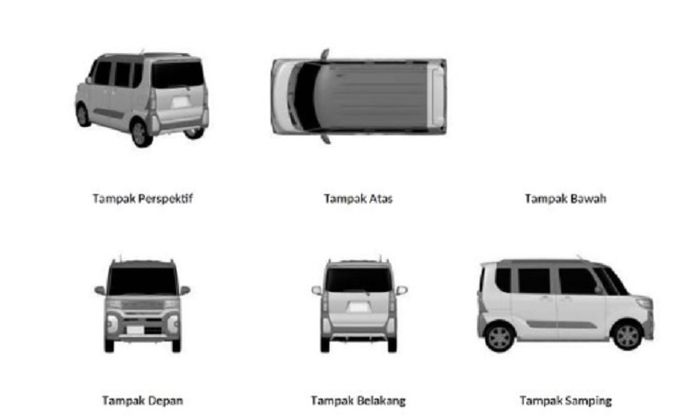 Mobil mirip Daihatsu Tanto yang didaftarkan di DJKI Kemenkumham. 