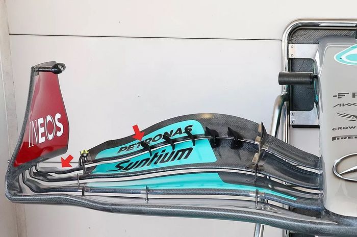 Elemen di sayap depan Mercedes yang dilarang di F1 2023
