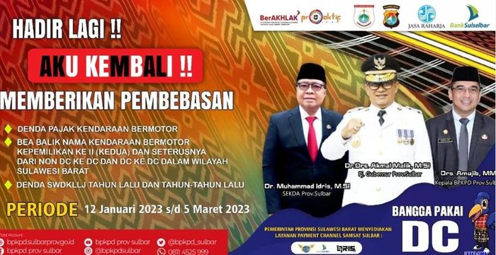 Program pemutihan pajak kendaraan 2023 di Pemprov Sulbar.