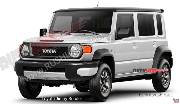 detail tampilan modifikasi digital Suzuki Jimny 5 pintu berwajah Toyota FJ Cruiser.