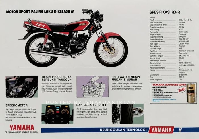 Iklan Yamaha RX-R beserta spesifikasinya.