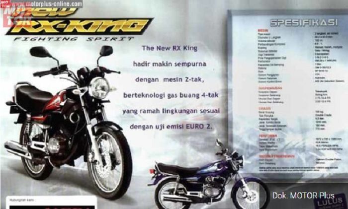 Spesifikasi Yamaha RX-King yang tertera di brosur.