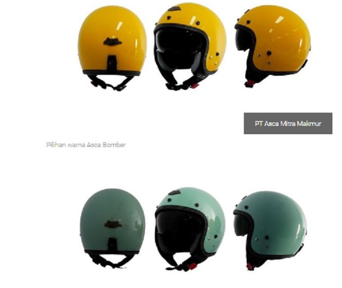 Pilihan warna helm Asca Bomber 