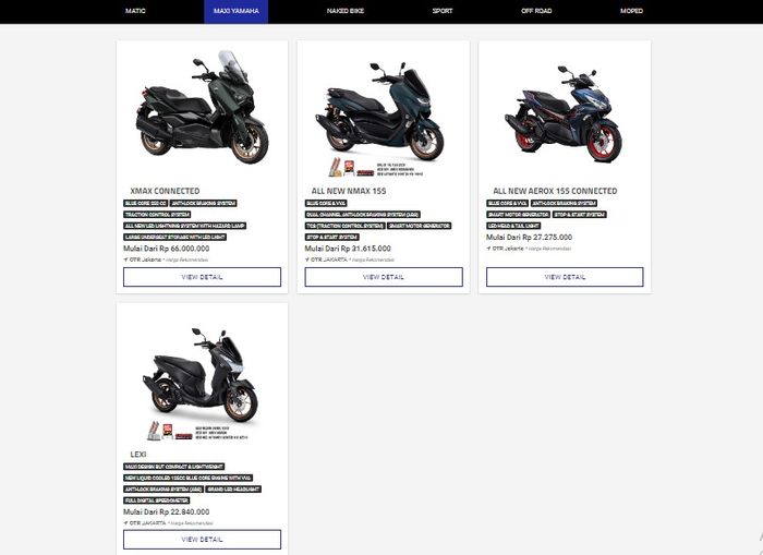 Keluarga MAXI Yamaha yang tersisa hanya XMAX Connected, All New NMAX 155, All New Aerox 155, dan Lexi.