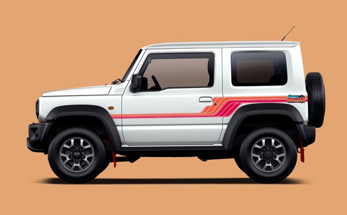 Suzuki Jimny Heritage Edition mendapatkan striping terinspirasi Jimny SJ410.