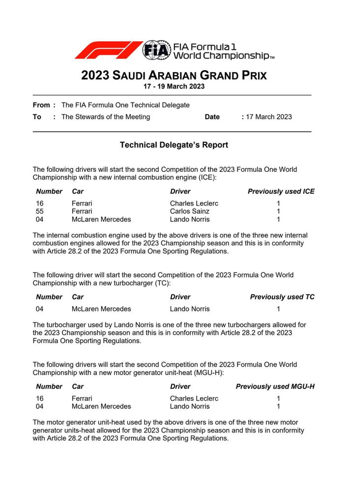 Surat dari FIA soal pergantian mesin Ferrari