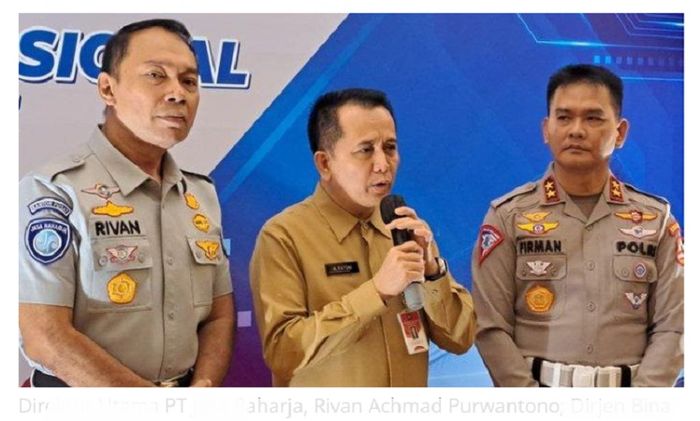 Direktur Utama PT Jasa Raharja, Rivan Achmad Purwantono; Dirjen Bina Keuangan Daerah Kemendagri, Agus Fatoni; dan Kakorlantas Polri, Irjen Firman Shantyabudi membahas rencana penghapusan pajak progresif dan BBNKB II.