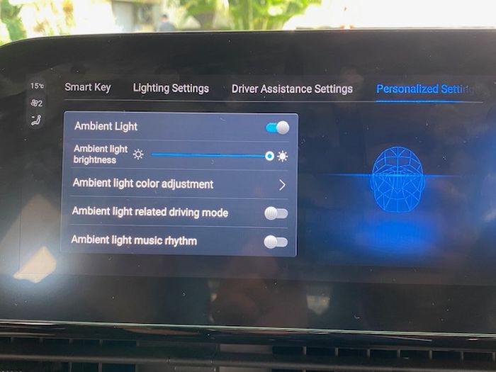 Berbagai pengaturan untuk ambient light di Chery Omoda 5
