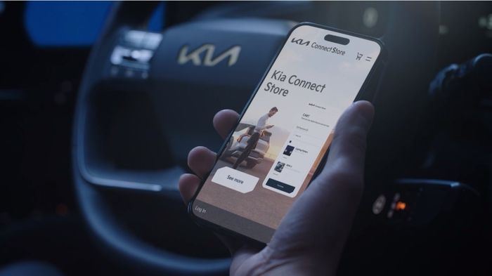 Ilustrasi Kia Connect Store di ponsel pemilik Kia EV9.