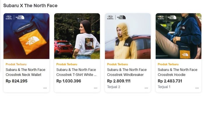 Harga merchandise CROSSTREK Capsule Collection kolaborasi Subaru Indonesia dengan The North Face.