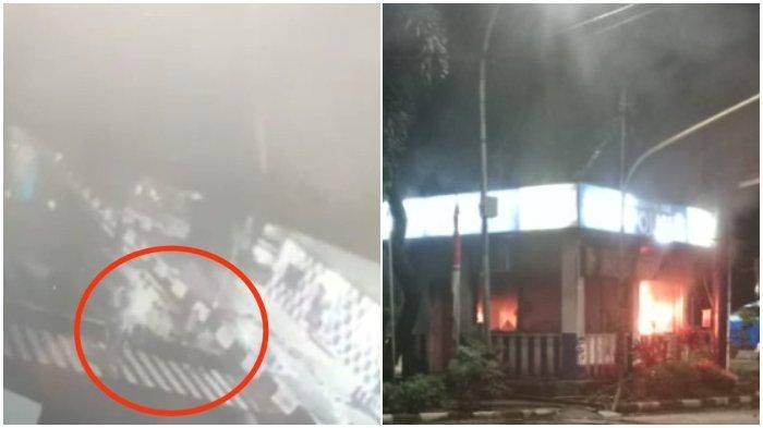 Rekaman CCTV 10 orang naik trail sebelum tragedi pembakaran tiga pos Polisi di kota Makassar