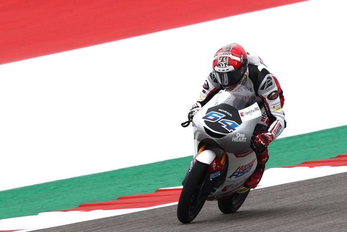Mario Aji sukses menorehkan finish terbaik sepenjang kariernya berkat P12 di Moto3 Amerika 2023. 
