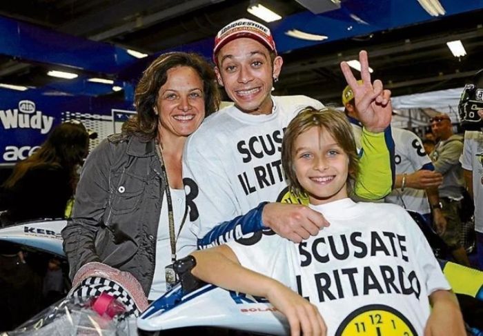 Stefania Palma, Valentino Rossi, dan Luca Marini kecil
