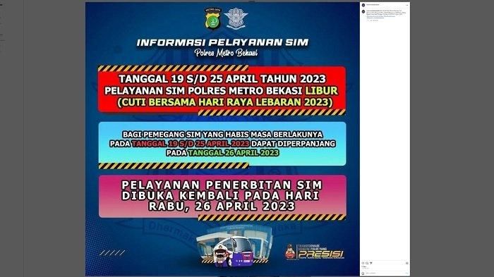 Jadwal pelayanan SIM Polres Metro Bekasi setelah lbur lebaran