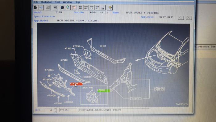 Kode part karpet peredam panas mesin Nissan Grand Livina