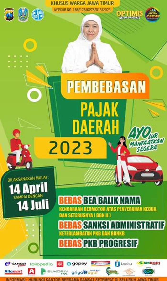 Flyer program pemutihan pajak kendaraan Provinsi Jawa Timur.