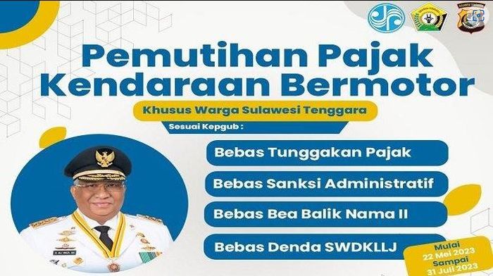 Poster elektronik pemutihan pajak kendaraan bermotor di Provinsi Sulawesi Tenggara yang beredar duluan.