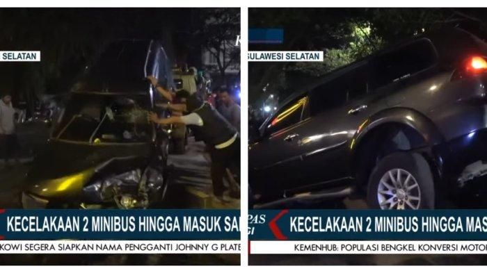 Mitsubishi Pajero Sport Dinas Sekretaris Dewan DPRD Jeneponto ditabrak belakang mobil lain, mental masuk selokan di Gowa