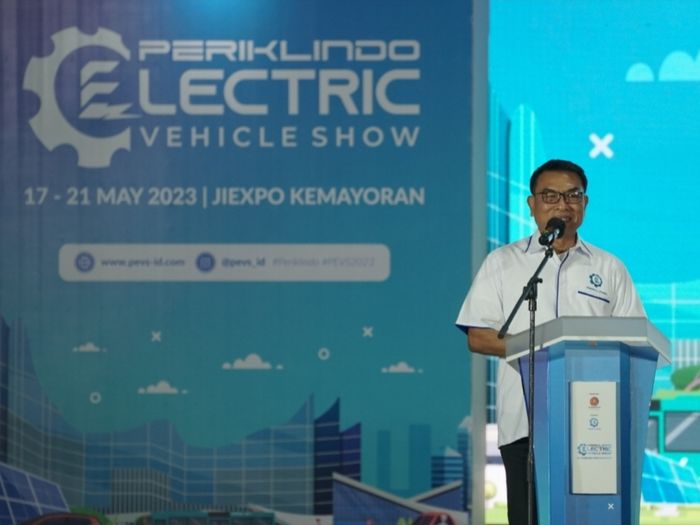 Ketua Umum Periklindo, Moeldoko saat menggelar konferensi pers di JIExpo Kemayoran, Jakpus, Minggu (21/5/2023)
