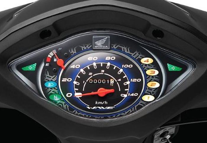 tampilan panel instrumen Honda Wave Alpha.