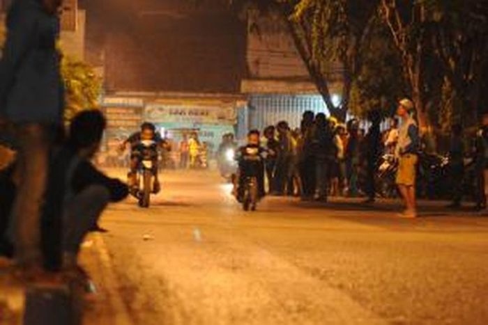 Aksi balap motor liar di Jalan Raya Kabupaten, tepat di depan rumah dinas Bupati Pamekasan