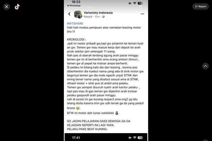 Cerita pemilik Honda Vario 150 yang menjadi korban maling modus debt collector di jalan mencatut nama leasing