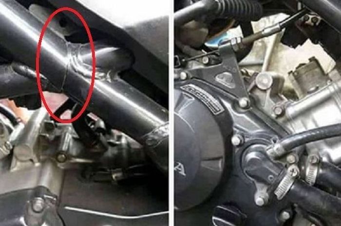 Tangkap layar postingan rangka Honda CB150R gampang retak hingga patah mirip rangka eSAF yang sedang viral.