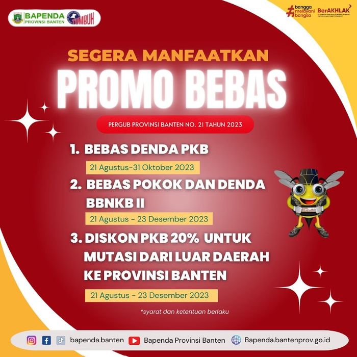 Bernama 'Promo Bebas', pemutihan pajak kendaraan di Banten punya 3 keringanan.
