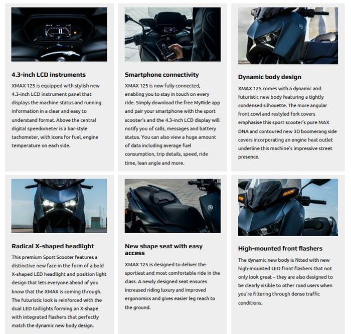 sejumlah fitur Yamaha XMAX 125.