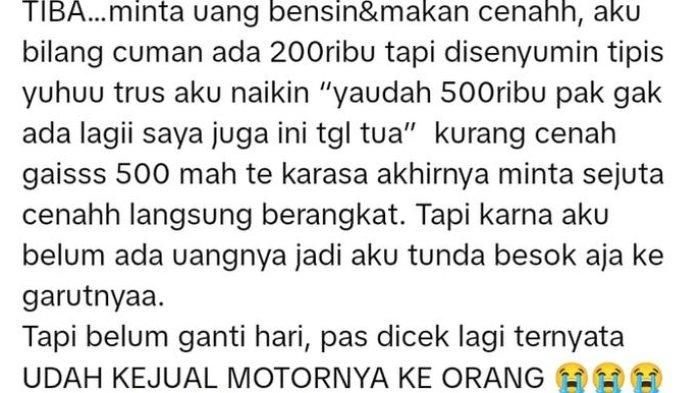 Curhatan korban begal motor yang dipalak oknum Polisi Polsek Sukasari, Bandung saat buat laporan, dimintai duit makan dan bensin sejuta