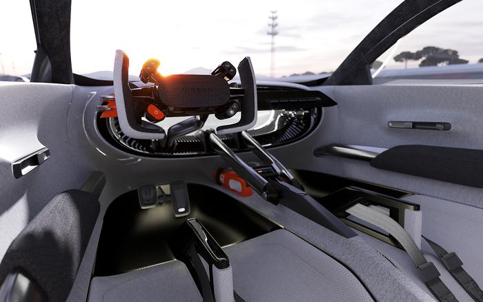 Interior Nissan 20-23 Concept selayaknya mobil balap.