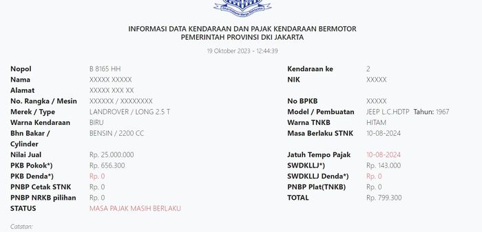 Data Informasi Data Kendaraan dan Pajak Kendaraan Bermotor Pemerintah Provinsi DKI Jakarta, Land Rover yang ditumpangi Anies Baswedan dan Muhaimin Iskandar 