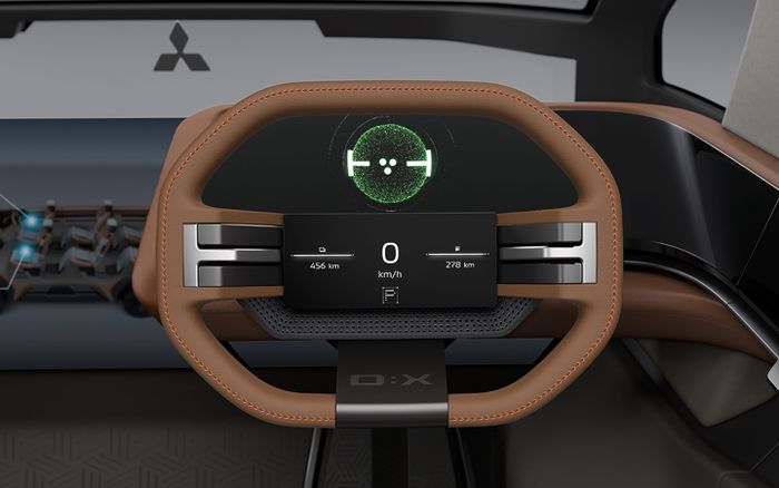 Setir Mitsubishi D:X yang mengintegrasikan instrumen digital.