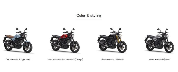 pilihan warna Yamaha XSR 125 Jepang mirip XSR 155 Indonesia.