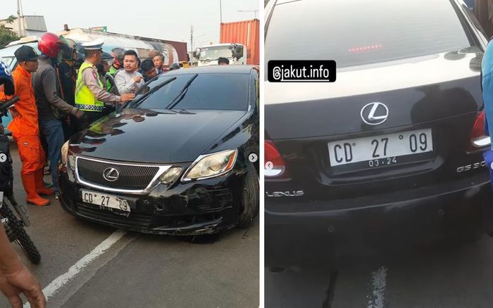 Tangkap layar kecelakaan Lexus GS 300 tumpakan korps diplomatik di Cilincing, Jakarta Utara, Jumat (10/11/2023).
