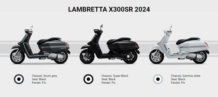 tiga opsi warna Lambretta X300 SR 2024 memliki konsep Colors of Time
