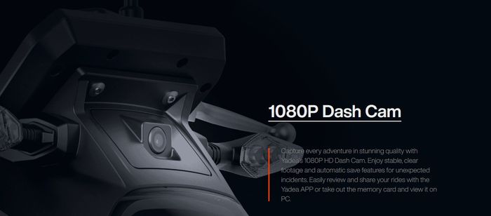  di atas spakbor belakang Yadea Kemper juga dilengkapi dengan 1080P HD dash cam.