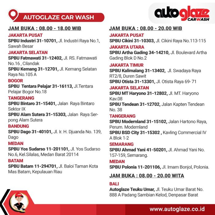 Daftar cabang Autoglaze di Indonesia