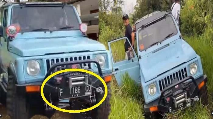 Suzuki Jimny milik Bupati Bogor, Iwan Setiawan menunggak pajak terlihat dari pelat nomor