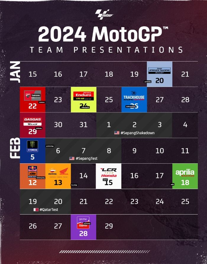 Jadwal launching tim MotoGP 2024