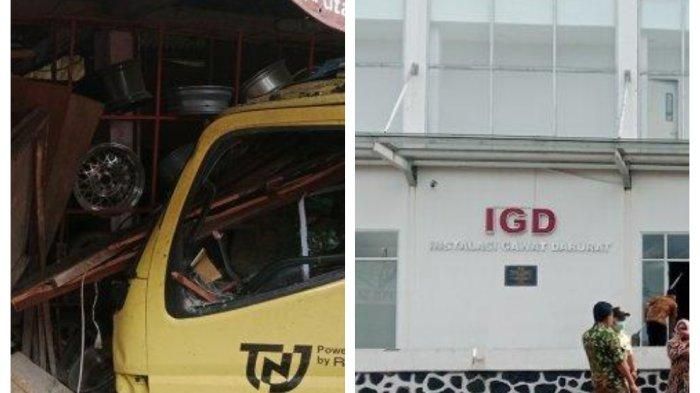 Truk yang mengalami kecelakaan beruntun di puncak Bogor