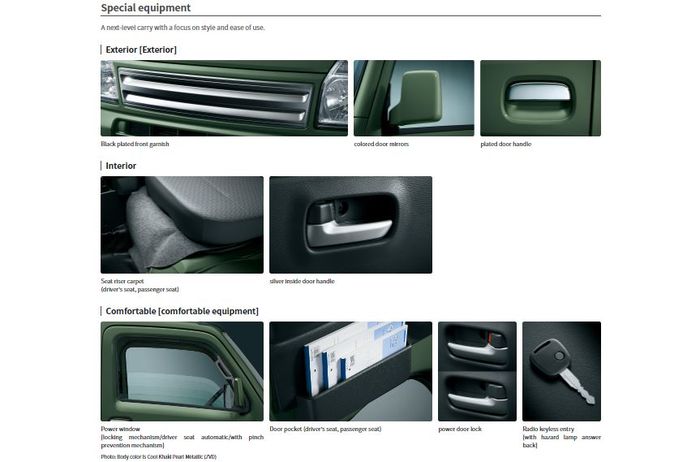 kelengkapan Suzuki Carry KC Special yang membuatnya nyaman dipakai oleh penggunanya