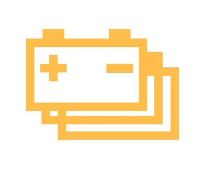 Inidkator gambar baterai warna kuning